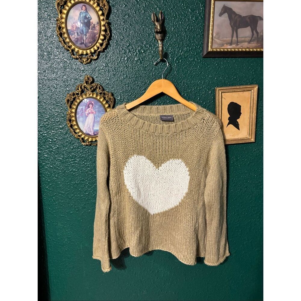 Wooden Ships Lightweight Heart Sweater Sz XS